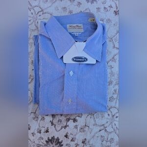 Blue Striped Men's Shirt Woods & Brown